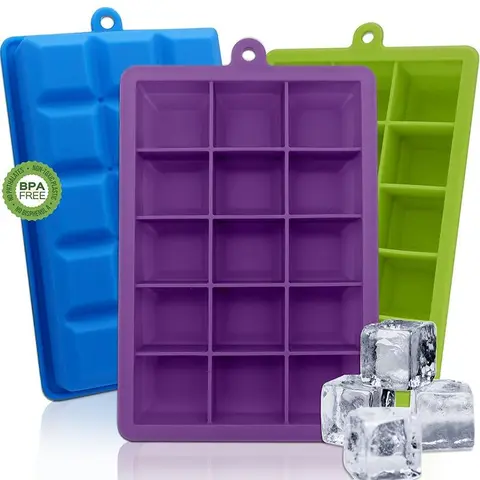 Silicone Ice Cube Molds, Food Grade Home Use, DIY Ice Tray, Creative Ice Maker, Quick Freeze, 3 Pieces Set, Trendy Small Ice Cubes, Cubed Ice Reusable, Home Bar Accessories