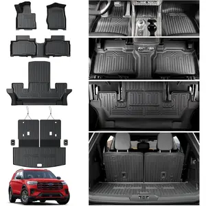 2020-2025 2026 Ford Explorer Accessories Floor Mats Cargo Mats with Backrest Mats All-Weather TPE Waterproof Suitable for Ford Explorer 6-Seater Captain Seat ST Accessories