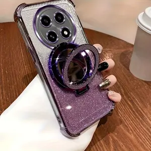 Compatible with Two Models of Huawei Honor (Magic 7 Lite/X9C), This Soft Phone Case Features a Gradient Pink Design And a Mirror Stand.