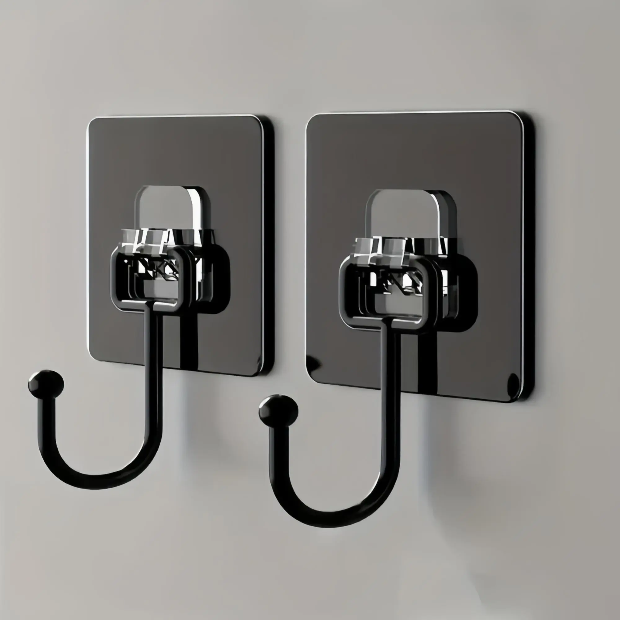 2 Large Heavy-Duty Wall Hooks, Self-Adhesive Multi-Functional Hooks for Clothes and Towels, Waterproof Kitchen and Bathroom Accessories, U Shaped Hook, Metal Hooks
