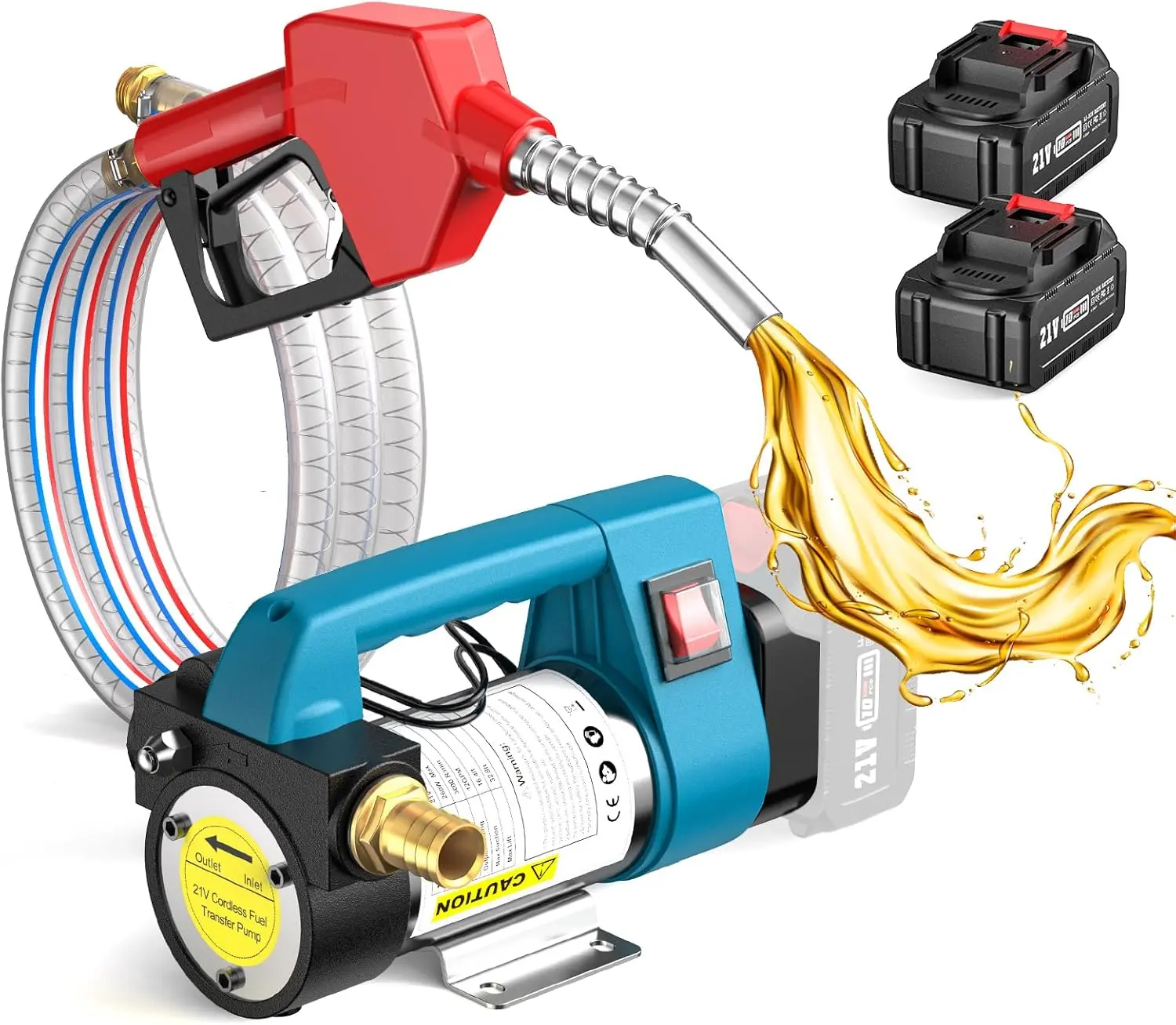 SEESII 21V Cordless Fuel Transfer Pump - 12 GPM Electric Diesel Pump with 2x4.0Ah Batteries, Auto-Shutoff Nozzle & 2x6.6FT Hoses- Portable Kit for Diesel, Kerosene & Machine Oil, Black Friday Deals DealsForYouDays