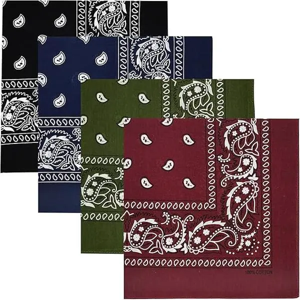 Unisex 4Pcs Paisley Bandanas Gift Set (54x54 cm/22x22 in), Everyday All-Seasons Neck & Face Scarves for Men-Women (Black-Navy-Burgundy-Olive) - Home Improvement Building Supplies Wallpaper & Wall Trim Accessory