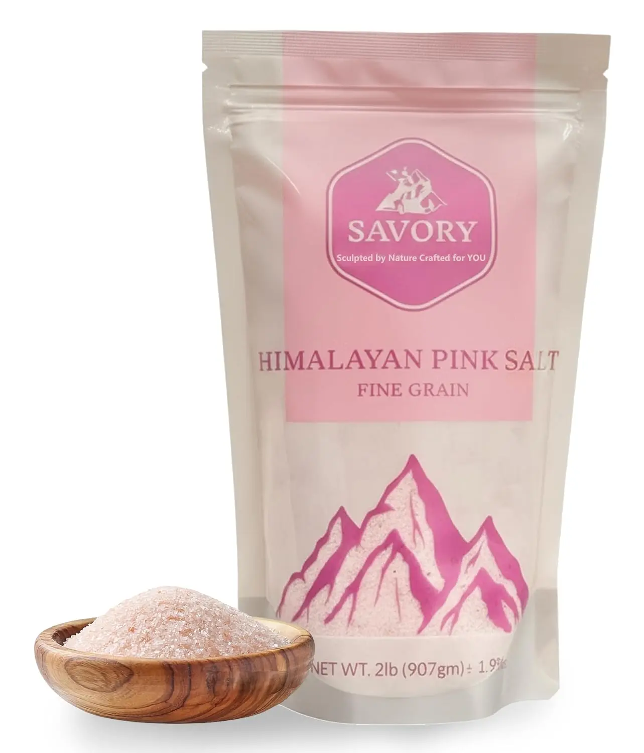 Savory Himalayan Pink Salt Fine Grain – 2 lb Resealable Pouch | Pure Natural Mineral Rock Salt