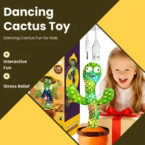 Mother's Day Rechargeable Dancing Talking Cactus Toy, Soft Plush Musical Educational Toy with 120 English Songs, LED Lights, Adjustable Volume, Voice Recording & Mimicking, Ideal Holiday Gift for Kids 3+ fidget toys fidget tiktokshopspringglowup