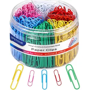 Paper Clips Colorful, 400 count Medium and (1.3 inch & 2 inch) Paper Clips, Durable and Rustproof, Coated Large Paperclips  for Office School Document Organizing (Multicolored)