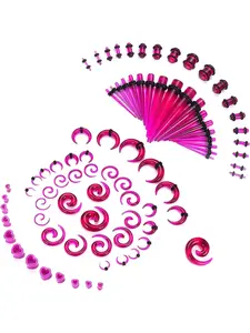 84 Pcs Ear Gauges Set Acrylic Plugs Tunnels Silicone Horseshoes Spiral Taper for Ears Casual Trendy Jewelry