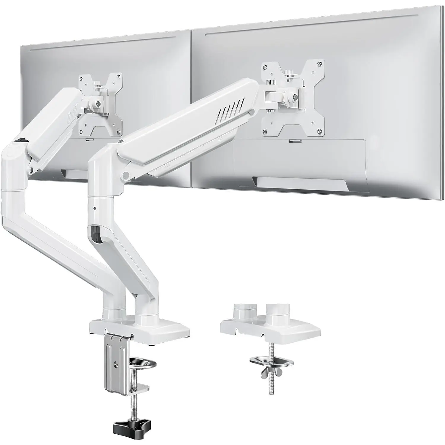 Dual  Stand fits up to 32 inch, 4.4-19.8 lbs Computer Screens, Dual  Desk Mount Height Adjustable,  Arms for 2 Monitors, Home Office VESA Mounts with Gas Spring, Freelift White