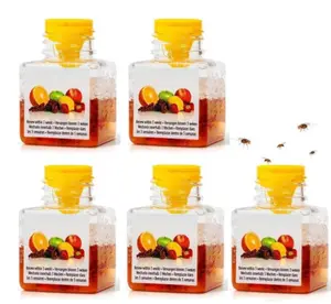 5 Pack Super Ninja Fruit Fly Traps for Indoors - Highly Effective Fruit Fly Catcher for Indoor Use for Home & Kitchen, Up to 3 Weeks of Performance per Bottle, Kid & Pet Friendly