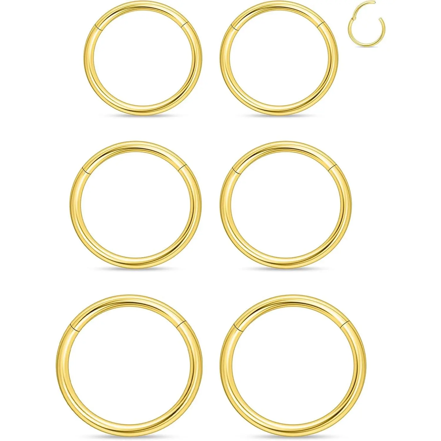 18G 16G 14G Septum Nose Rings Hoops 316l Surgical Steel Clicker Medusa Labret Snake Bite Lip Ring Tragus Helix Daith Rook Conch Snug Cartilage Lobe Earrings Hoop   For Women Men