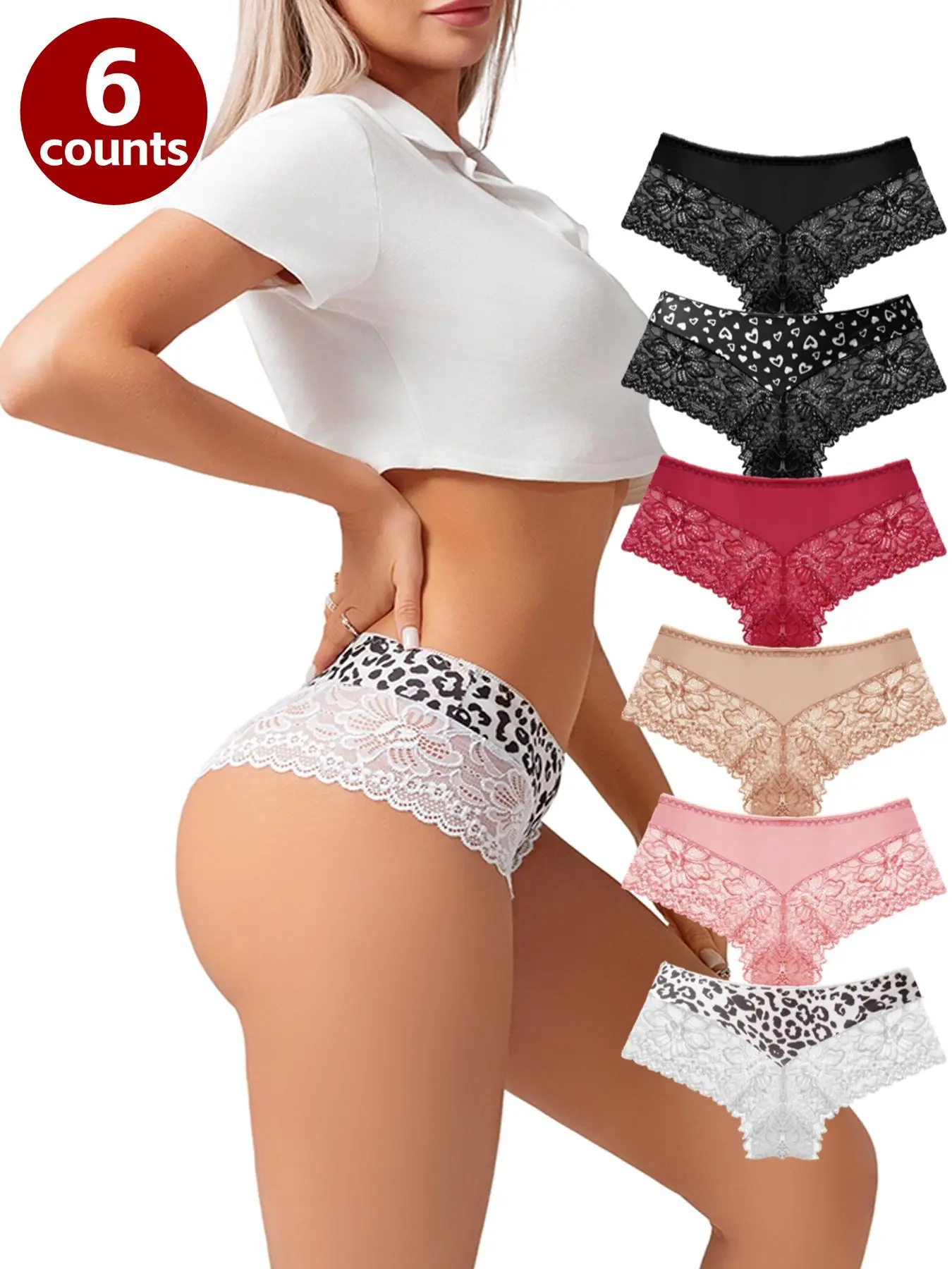 Women's Heart & Leopard Print Panty, Soft Comfy Breathable Knicker for Daily Wear, Underwear for All Seasons, Soft Breathable Panties, Fashion Breathable Underwear