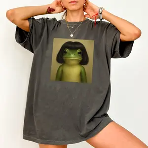 ChicCotton Funny Frog Comfort Colors Shirt, Frog Meme T-shirt, Bob Haircut Frog Graphic Tee, Quirky Animal Clothing, Vintage Style Outfits