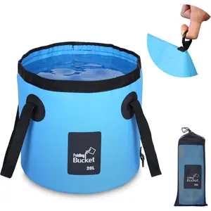 Collapsible Bucket with Handle, 5 Gallon(20L), Portable & Ultra Lightweight Outdoor Basin Bucket, Folding Bucket for Fishing, Camping, Hiking