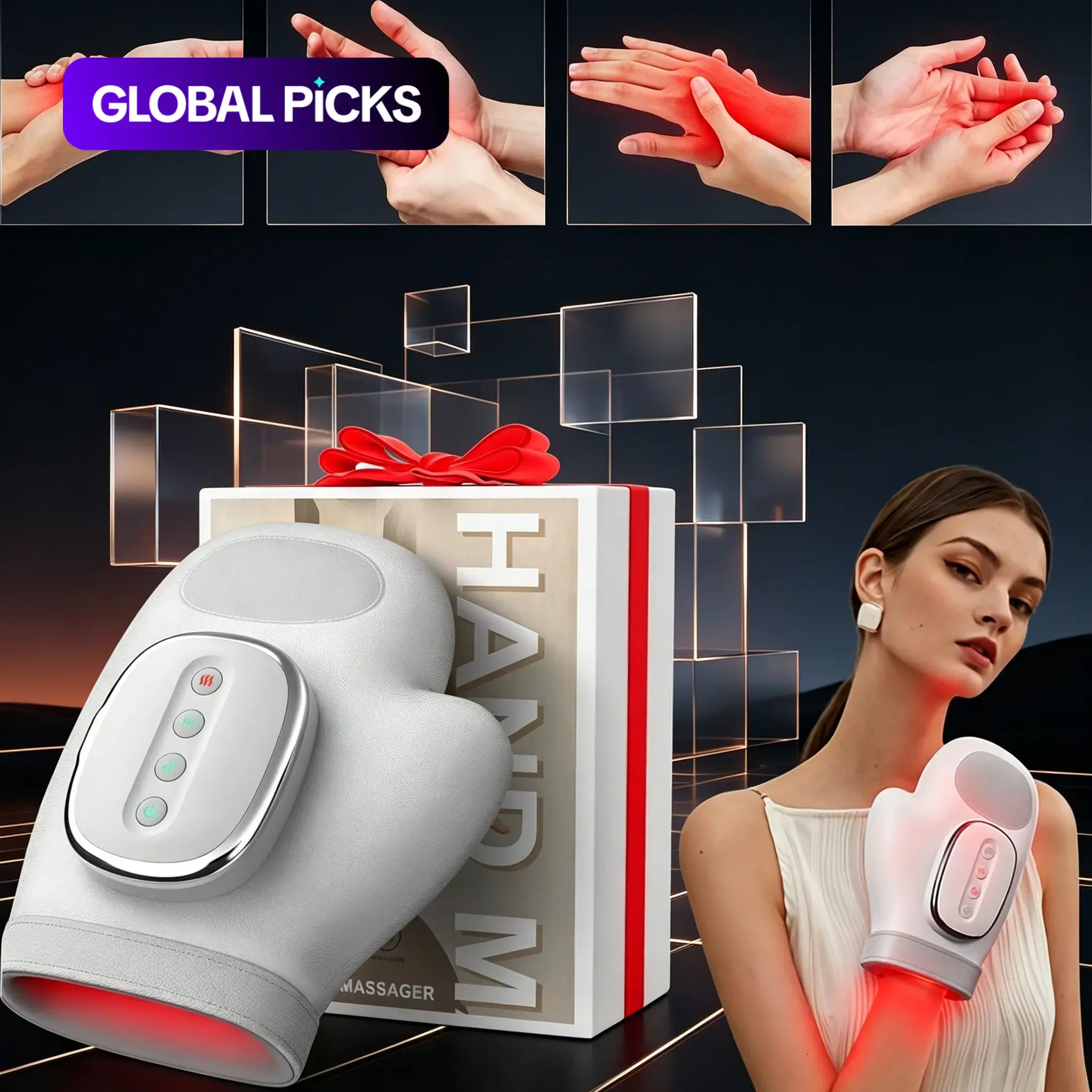 Portable Hand Massager with Heating and Compression, 3 Modes, USB Rechargeable Wireless Design, Perfect for Relieving Wrist and Finger Numbness, Holiday Gift #GLOBAL PICKS