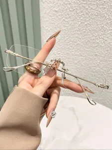 Unisex Frameless Metal Reading Glasses, Lightweight & Durable Design, Perfect for Outdoor Travel Daily Use, Clear Vision Eyewear Accessories, Rimless Eyeglasses, Eyeglass Specs