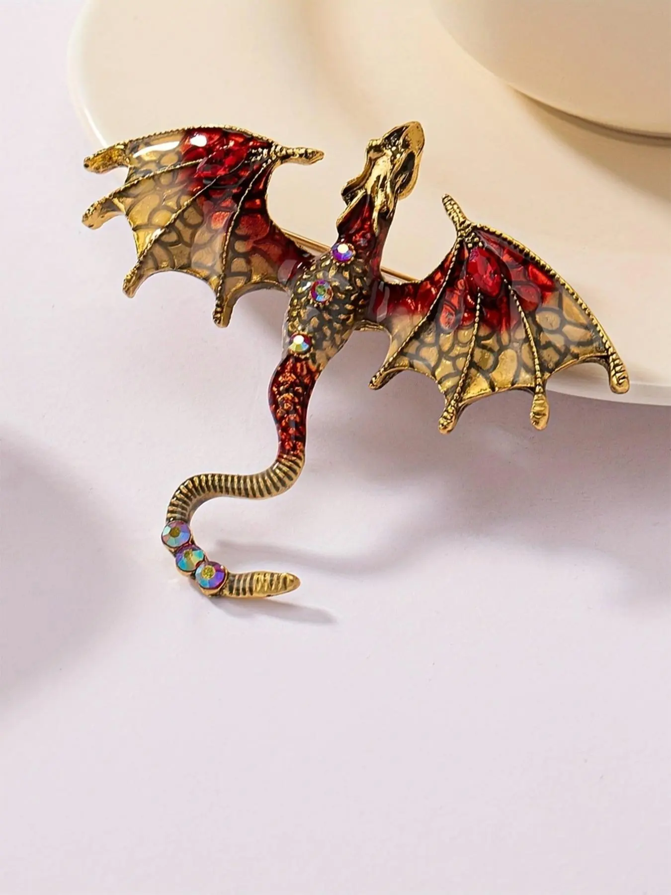 Colorblock Rhinestone Decorated Dragon Design Brooch, Animal Shaped Clothes Brooch, Fashion Accessories for Men & Women, Trendy All-match & Exquisite Sparkling Brooch for Birthday Gift, Jewelry, Brooch with Crystals