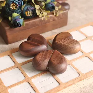 Wooden Engagement Ring Box with Solid North American Black Walnut Pocket Heart Design Ideal for Women Proposals Weddings Anniversaries Valentine's Day Gift storage organization jewelry box makeup organizer makeup storage organizer storage organization