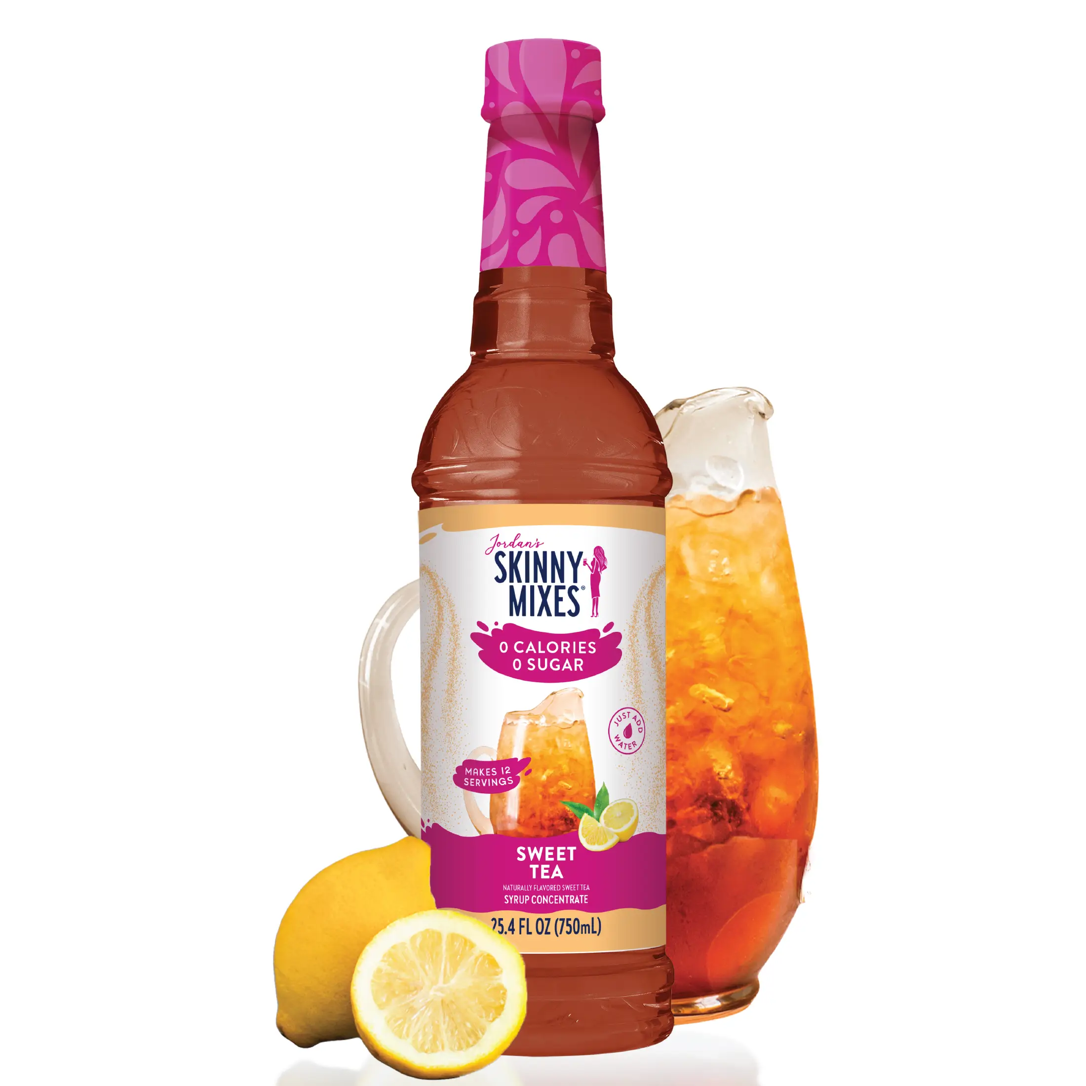 Jordan's Skinny Mixes Sugar Free Sweet Tea Syrup Concentrate 9.5 FL OZ Lemon & Berry Flavor Beverage 0 Calories 0 Sugar