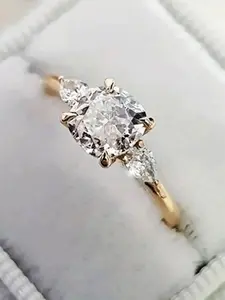 1 PC Gorgeous Cubic Zirconia Solitaire Ring For Women For Wedding Engagement Anniversary Party Band Jewelry Valentine's Day Gift