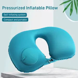 U-shaped Inflatable Press Pillow, Portable, Airplane Travel, three-piece Neck Pillow, Flocking, Travel
