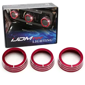 iJDMTOY 3pcs Red Anodized Aluminum AC Climate Control Turner Ring Covers For Volkswagen MK6 Golf GTI Jetta