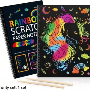 Scratch Art Books for Kids Rainbow Scratch Paper for Best Gifts - 12 sheets Rainbow Scratch Off Notebooks Arts Crafts Supplies Set Color Drawing Paper Kit for Youngsters Birthday Game, Art Games, Party Favor Christmas Activity Toy Gift Choice Fun