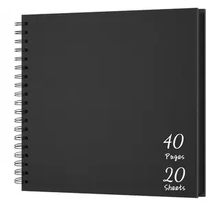 Scrapbook Album 10x10 Inches 40 Pages Hardcover Kraft Paper Photo Album Scrap Book Memory Book Blank DIY Scrapbook Albums for Boyfriend Wedding Baby Travel Anniversary Family, black