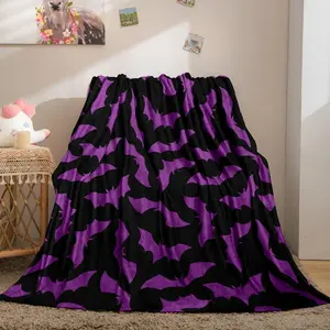 Bat Pattern Flannel Blanket Soft Comfortable Throw Blanket 50x60 inches for Home Office Travel Cool Bedroom Bedding Air-conditioned Room Warm Nap Blanket