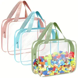Colorful Transparent PVC Toy Storage Bag, Easy Clean Design, Small Cute, Scratch Resistant Water Proof, Travel Toiletries Organizer, Space Saver Bags
