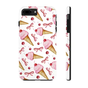 Girly Ice Cream Phone Case, Cute Bow Tough Phone Cover, Sweet Treat iPhone Case, Trendy Phone Accessory, Pink Bow Cell Phone Protector, Fun