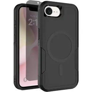 for Iphone 16E Case, Compatible with Magsafe, with Privacy Screen Protector, 15Ft Drop Protection, Dual Layer Magnetic Phone Case for Iphone 16E (2025), Black