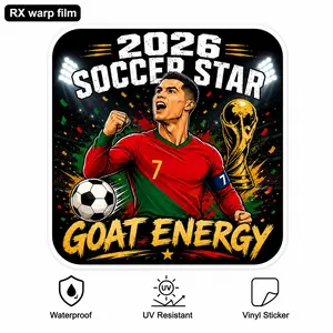 2026 Soccer Star Sticker, Goal Energy Football Vinyl Decal, Waterproof Sticker for Car Window Laptop Bottle Decoration