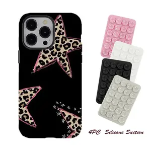Star Print Phone Case, 4PC Silicone Suction Phone Case Mount, Bold & Bright for Y2K Aesthetic - Durable Design,Simple Holiday Gift,Absorbing and Stylish Protection, Compatible for iPhone 16 15 14 13 12 11 17,for Samsung phones