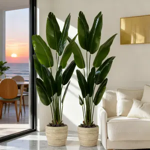 Valentine's Day Gift | DLDA 5 Ft Bird of Paradise Artificial Plant 60 Inch UV Resistant Lifelike Fake Plant in Black Planter for Indoor Outdoor Tropical Home Decor Garden Ornaments - Decorative Decorative