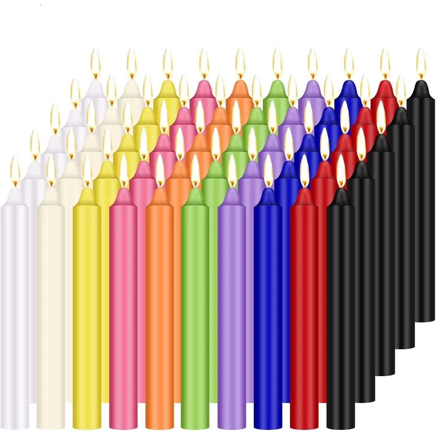 100 count Unscented Assorted Colors Mini Taper Candle | 4" Tall x 1/2" Diameter |  for Casting Chimes, Rituals, Spell, Wax Play & More