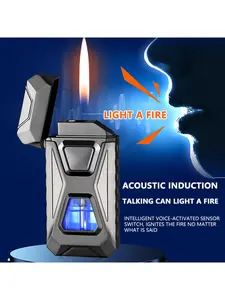 【Cool Gift】intelligent voice control,Typc-C butane men's lighter,Electronic lighter for boyfriend and family, gift box packaging,   popular windproof lighter, gas lighter, multifunctional lighter, no free butane gas