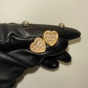 Gold Diamond Heart Earrings