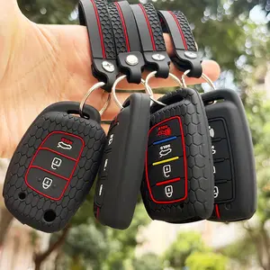 Silicone Car Smart Key Protection Case for Hyundai Tucson, Santa Fe, Sonata, Elantra, Creta, Ix35, Ix45, I10, I30, I40, Solaris, Kona, Venue, Car Key Protector, Car Key Accessory