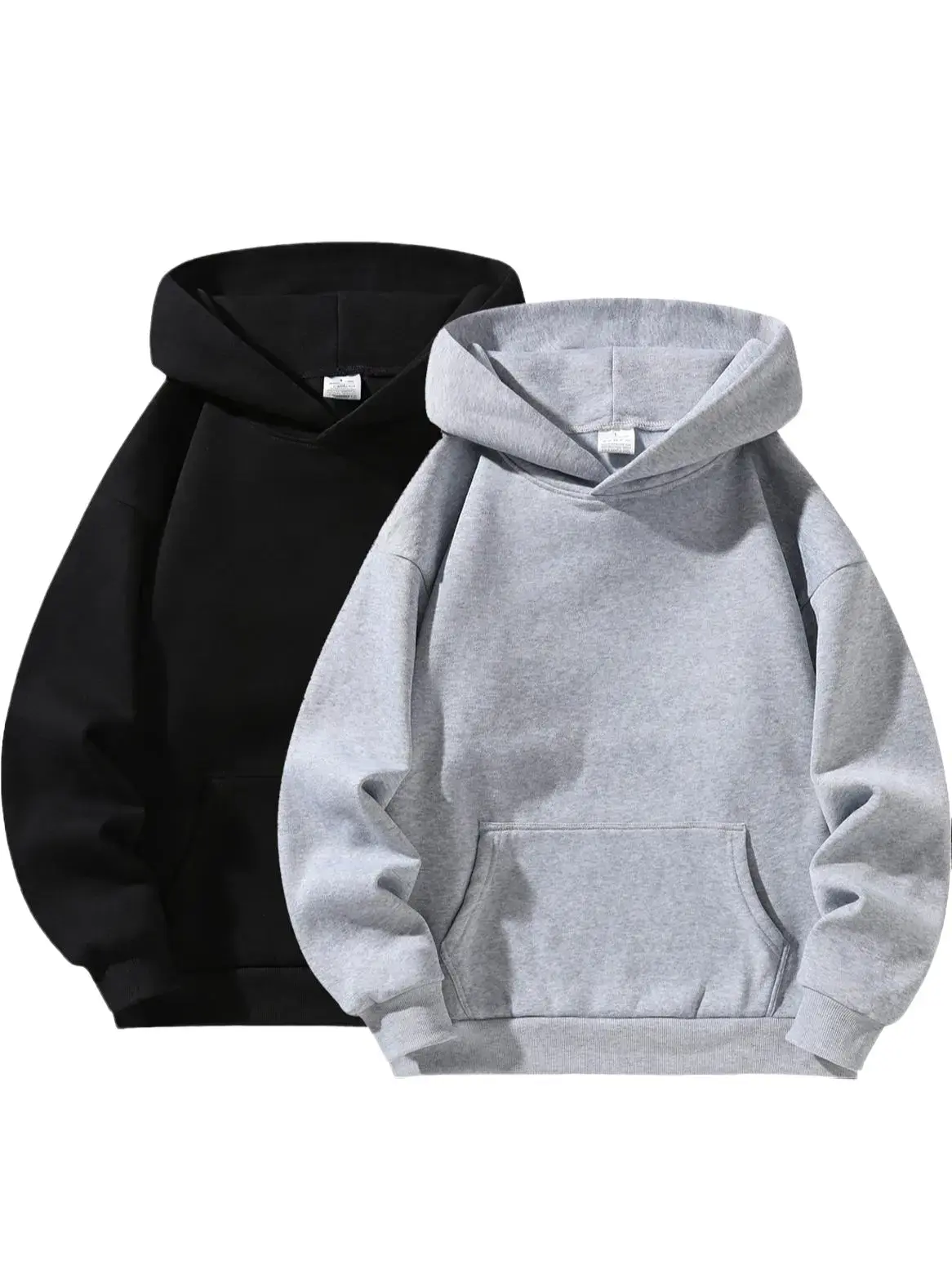 Men's Baggy Long-Sleeve Hooded Pullover Hoodie Sweatshirt - Soft, Breathable, Durable Fabric, Minimalist Plain Design, Pockets, Machine Washable, Casual Streetwear, Spring Daily Outdoor Top for Students, Grey, Black, Blue, Sweatshirts