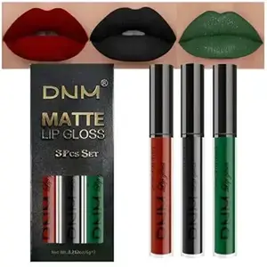 ark Red Green Black Matte Plum Liquid Lipstick 3Pcs Sets,224-hour Lipstick Long Lasting Permanent L Magic Lipstick Waterproof Lip Stain 24 Smudge Waterproof for Women