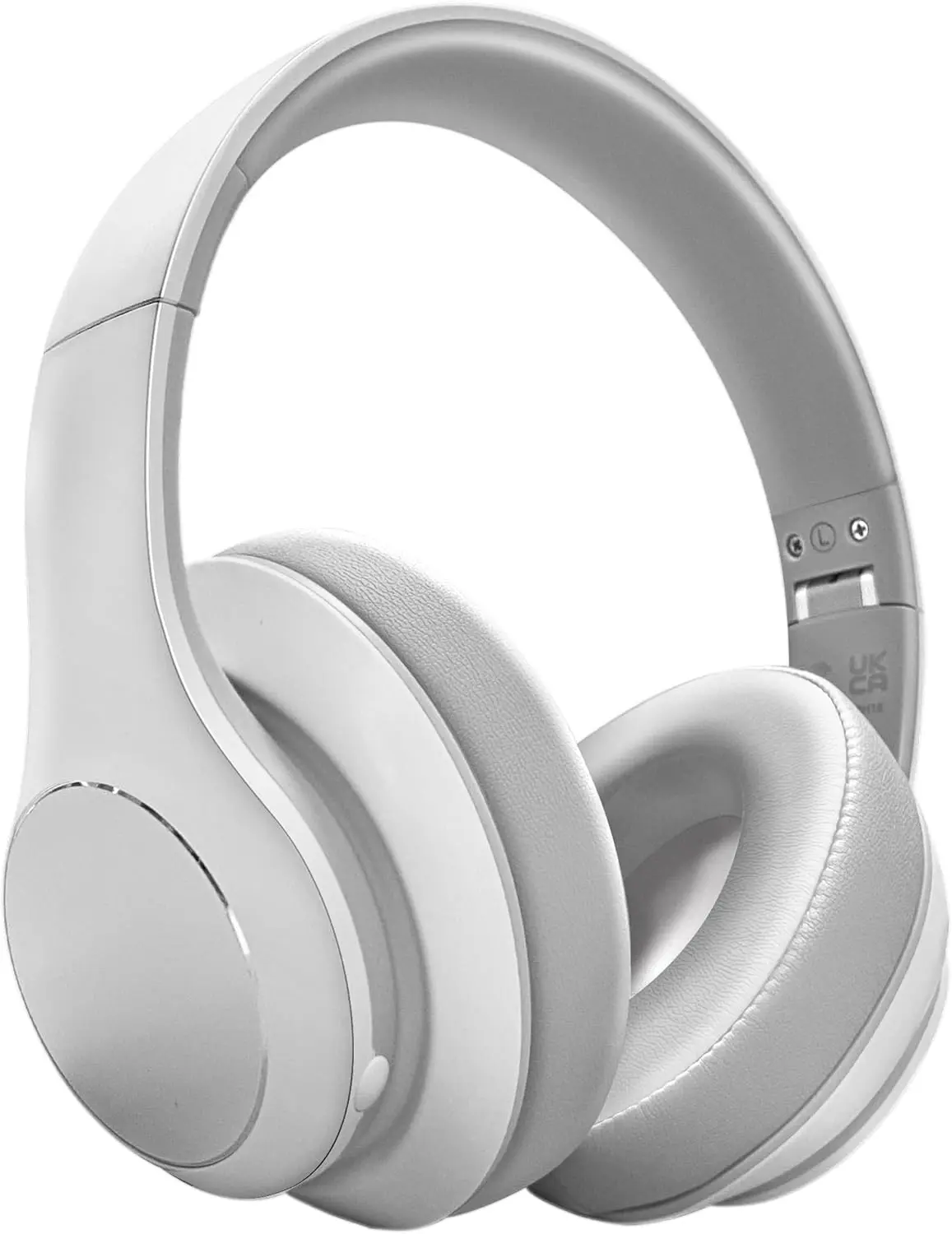 Headphones   Over Ear, 40 Hours Playtime  Headphones with Microphone,Foldable Light Weight Headset with HiFi Stereo Sound for Travel Work (White)