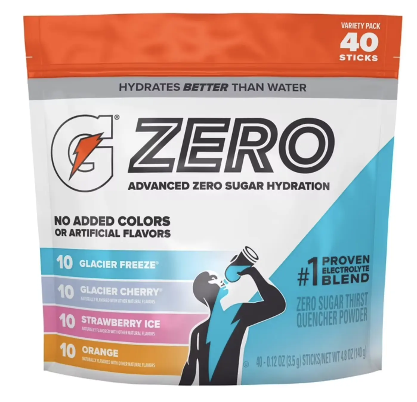 Gatorade G Zero Powder Variety Pack, 40 Flavor Packets