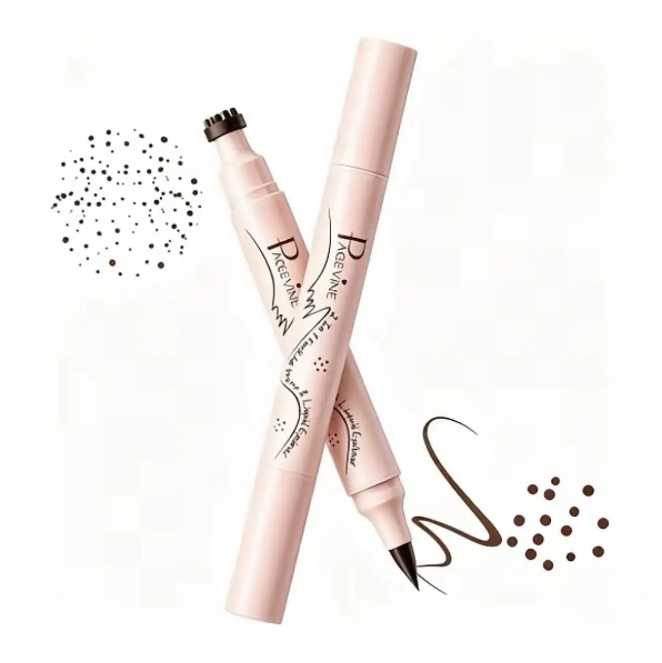 Waterproof Freckle Pen and Dual-Ended Eyeliner Stamp in Medium Brown, Long-Lasting Smooth Formula for a Natural Vintage Aesthetic, Daily Wear Beauty Products, Smudge-Proof