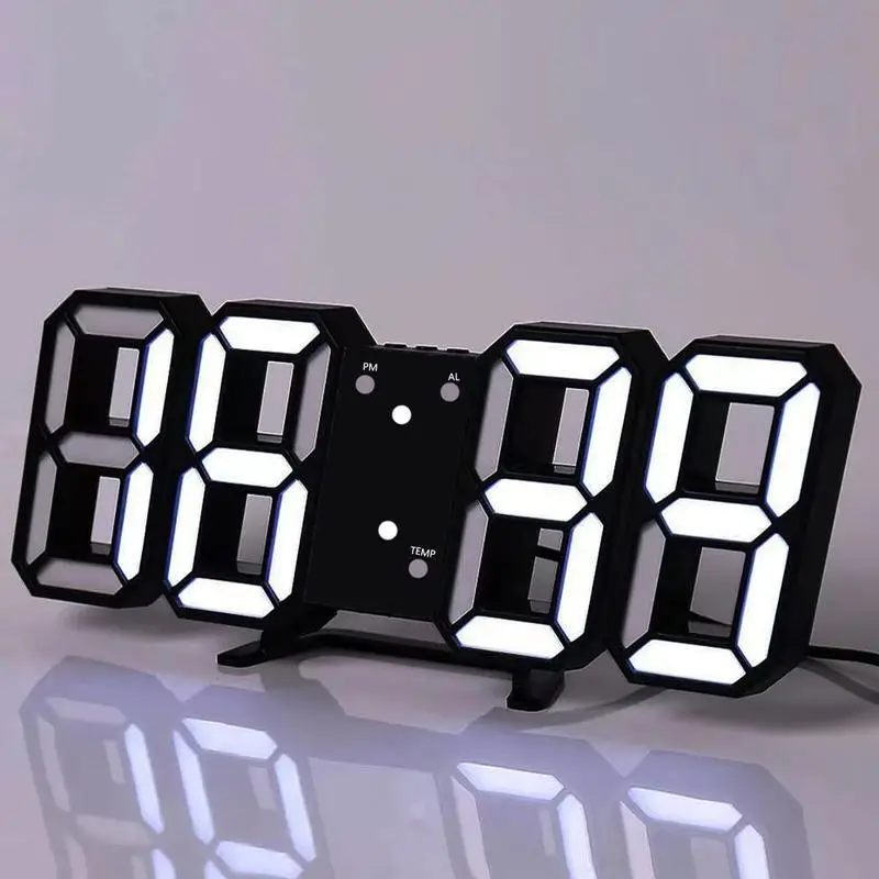 3D LED Night Light Digital Alarm Clock, 2025 NEW Room Decor LED Digital Clock, USB Powered 3D Modern Clocks for Wall & Desk, Creative Decorative Clock