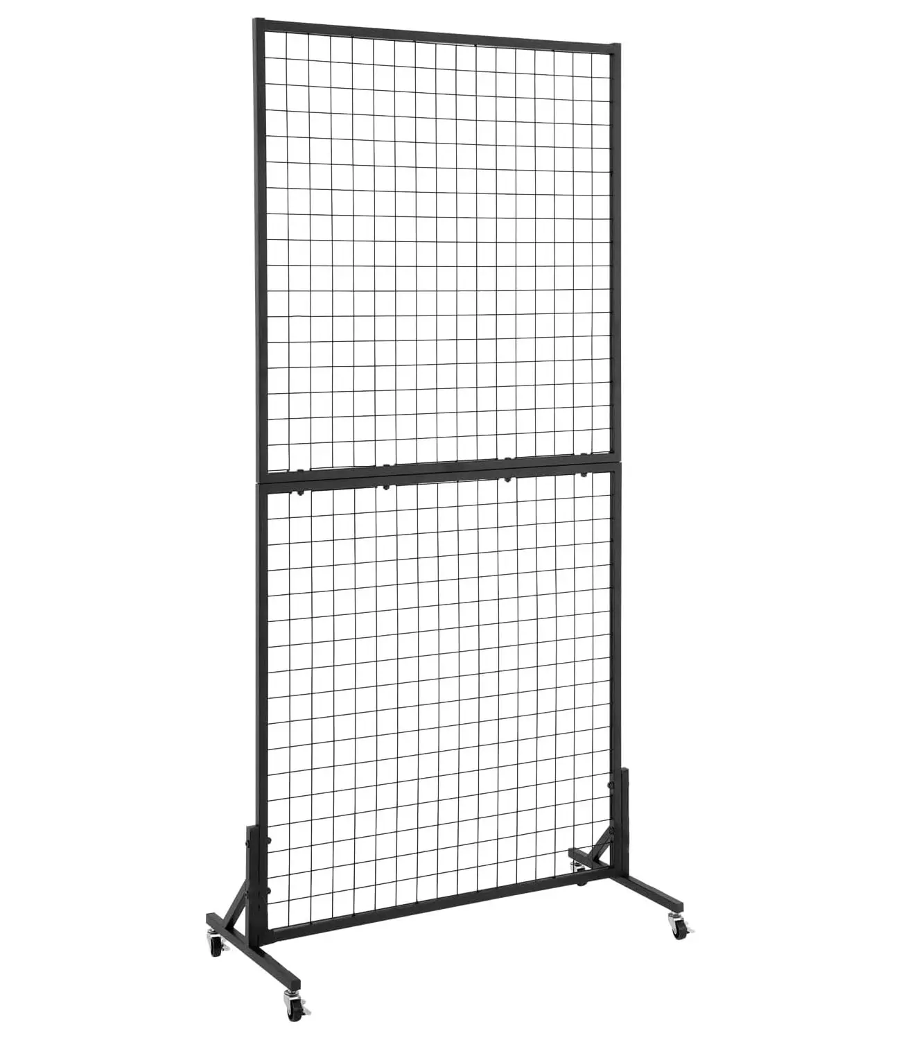 Wall Panels Standing Wire Grid, Sturdy Display Rack with Base Wheels Freestanding Gridwall Panel Tower for Shows, Black
