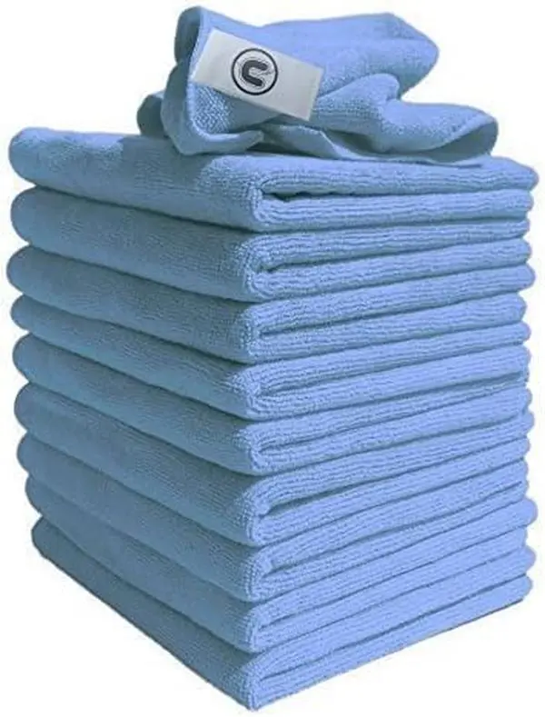 Microfibre Cleaning Cloth, Blue, Pack of 10, Large Size: 40x40cm. Super Soft Premium Streak Free Washable Cloth Duster for Kitchen, Bathrooms, Surfaces, Mirrors, Car, Motorbike Microfiber Absorbent Towels
