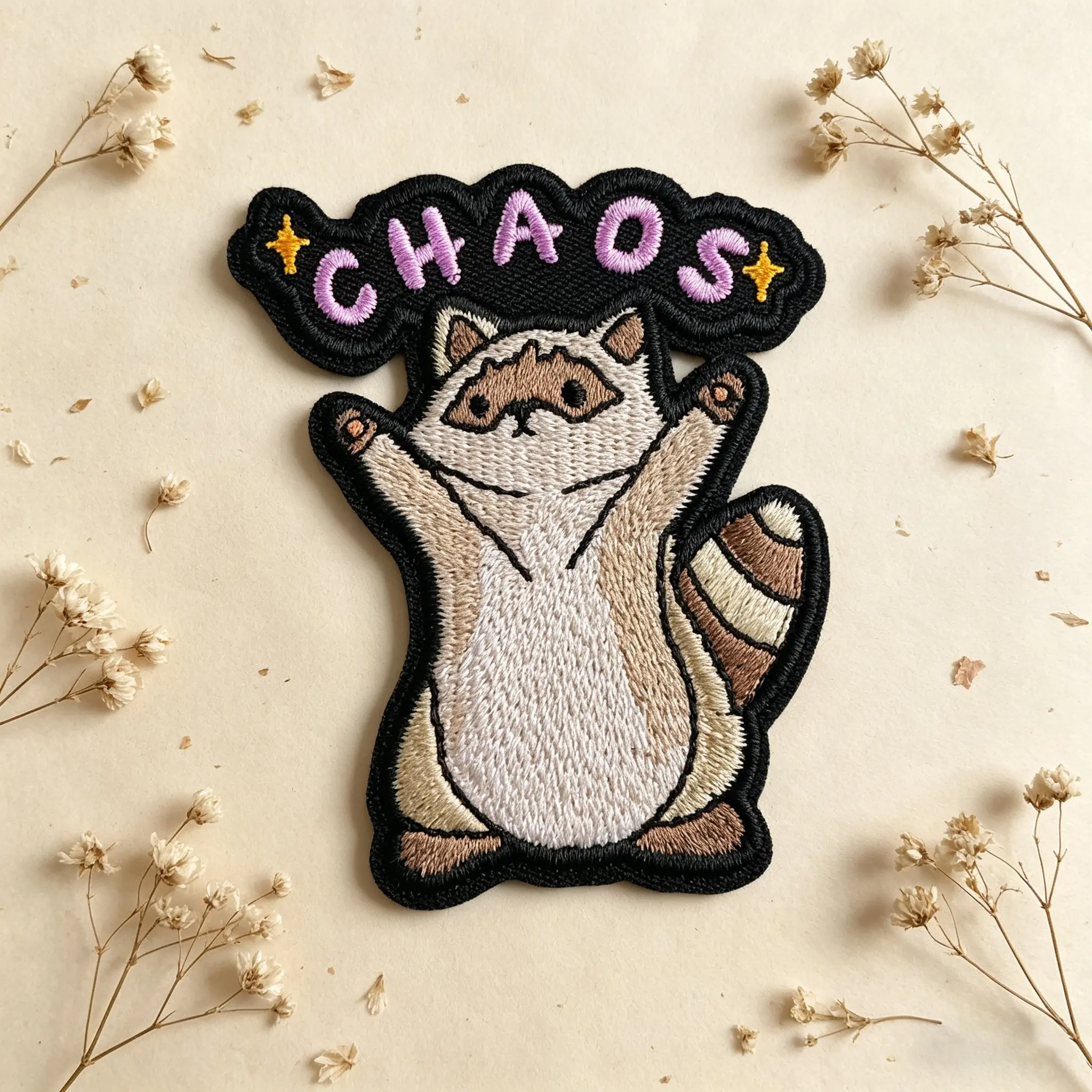 Chaos Cute Little Badger Embroidery Patch, Stylish Embroidery, Self-Adhesive Iron-On, Suitable for Clothes, Jackets, Hats, Accessories, Embroidered Patches