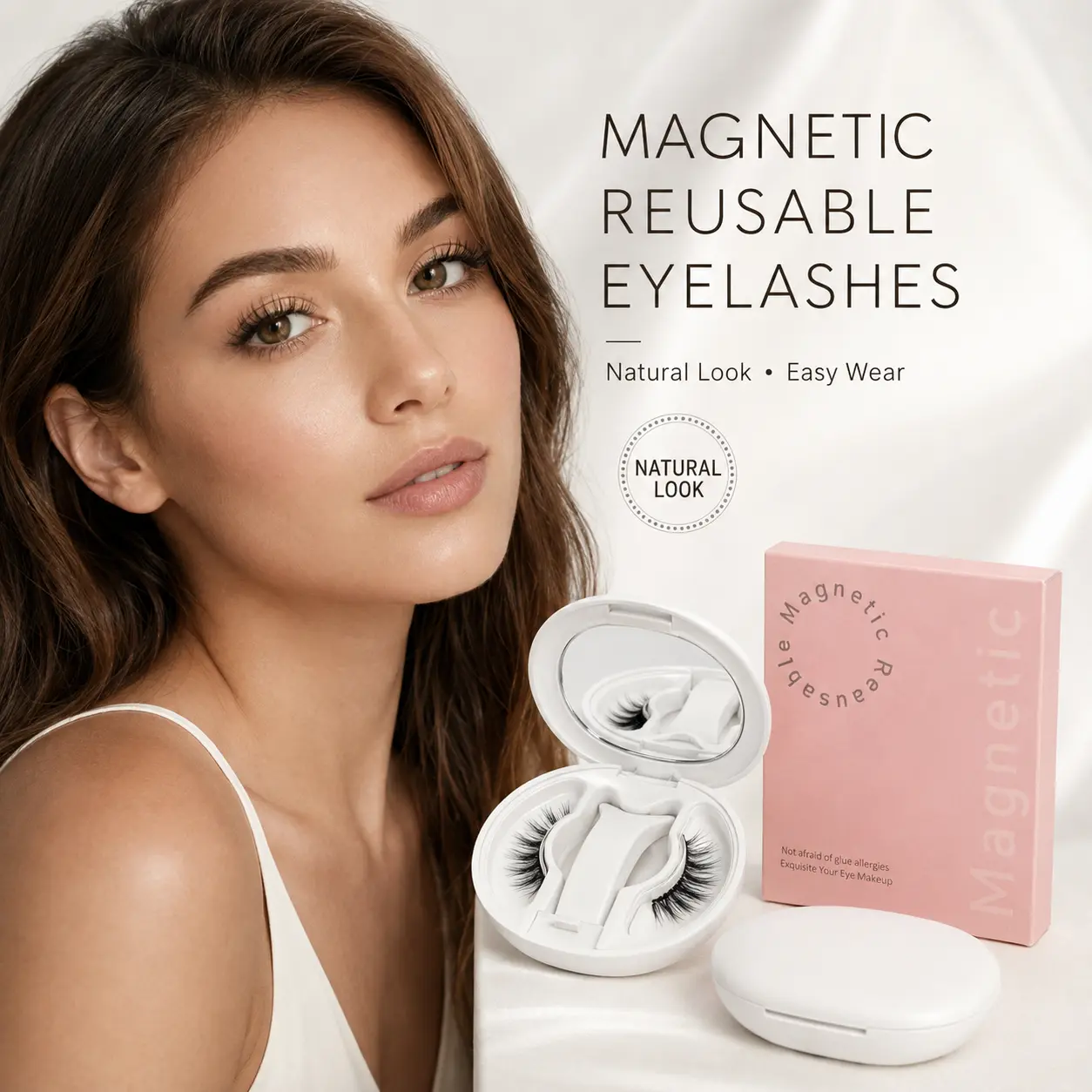 Keren Soft Magnetic False Eyelashes All-in-1 Box - Reusable, Glue-Free, Waterproof, Lightweight, Natural-Look, Long-Lasting #SummerVibes girl beginner d curl lash extension