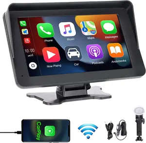 Portable Wireless Carplay Touchscreen Stereo Car Player with Radio and GPS Navigation, Seamless In-Car Entertainment Adapter for any car.