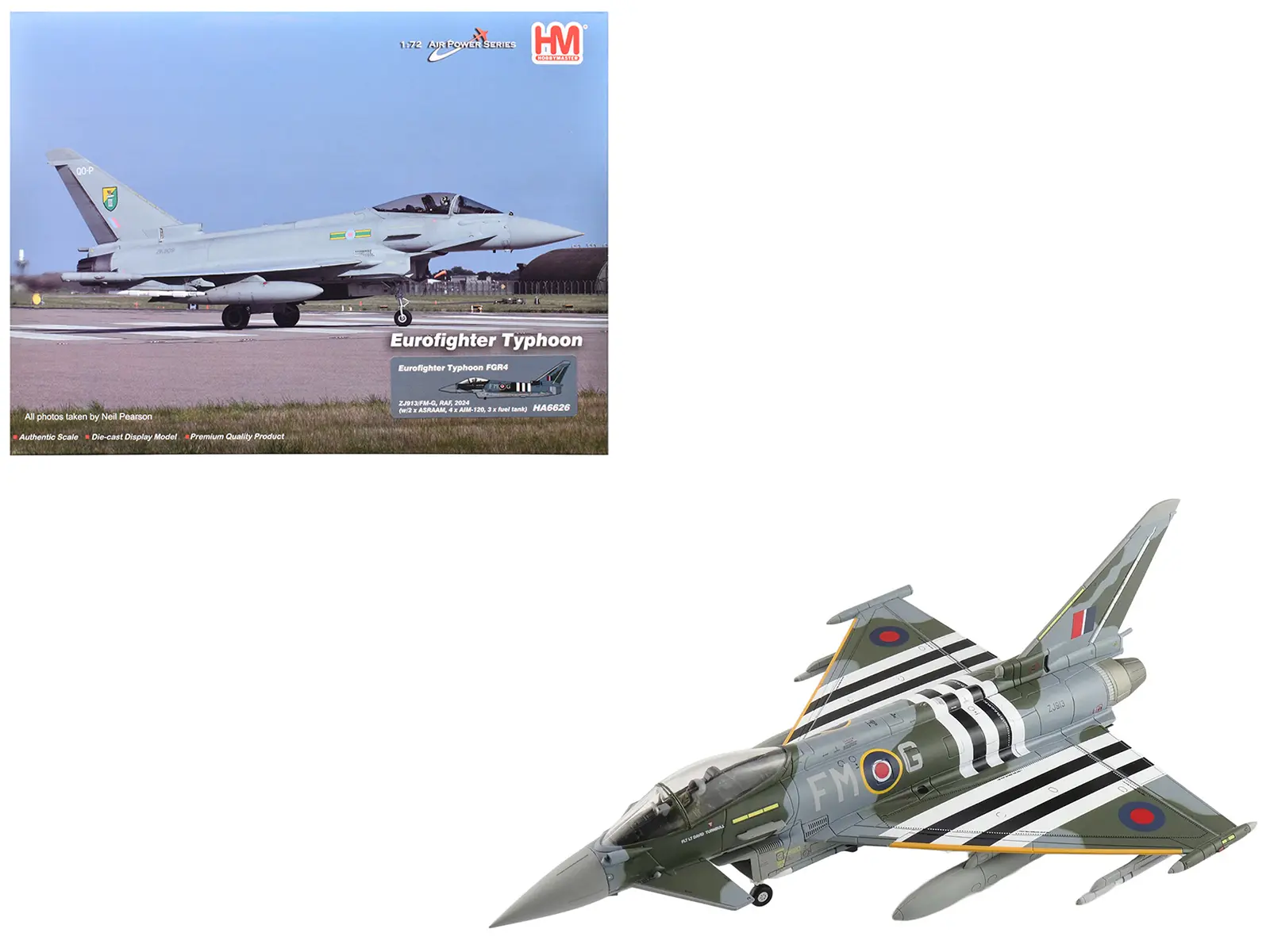 Eurofighter Typhoon FGR4 Fighter Aircraft British Royal Air Force "Air Power Series" 1/72 Diecast Model by Hobby Master