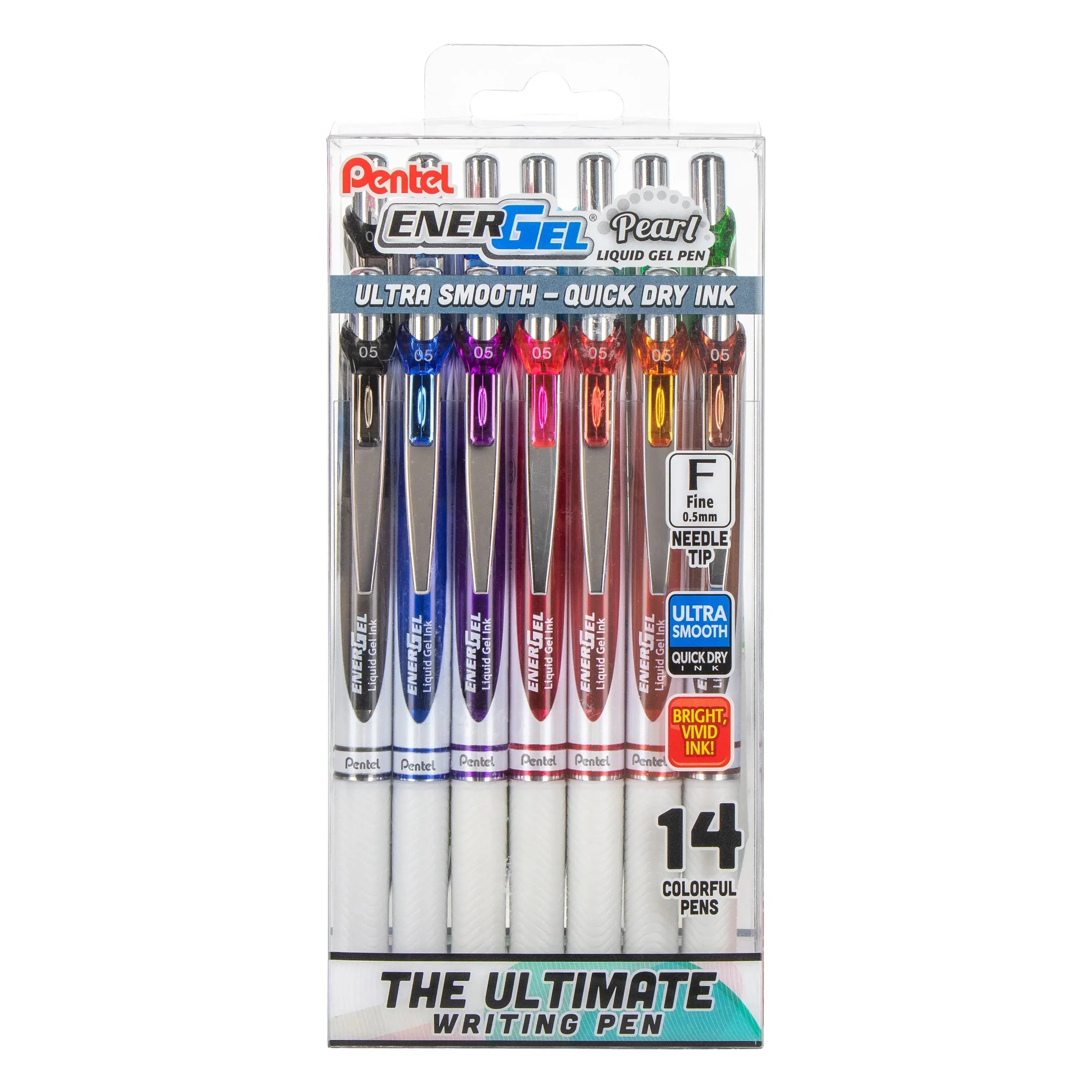 Pentel EnerGel RTX Pearl Liquid Fine Point Gel Pen - 0.5mm Needle Tip, 14-Pack Smooth Writing Office Stationery Set, Fine Point Gel Pens, Smooth Writing Pen